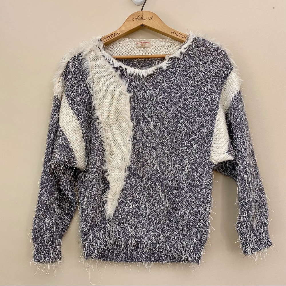 Handmade Feathery Mixed Knit Colourblock Pullover Sweater Women’s Small